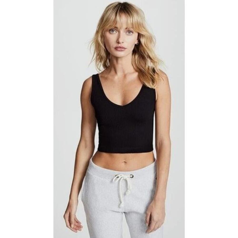 Free People black ribbed cropped tank XS/S